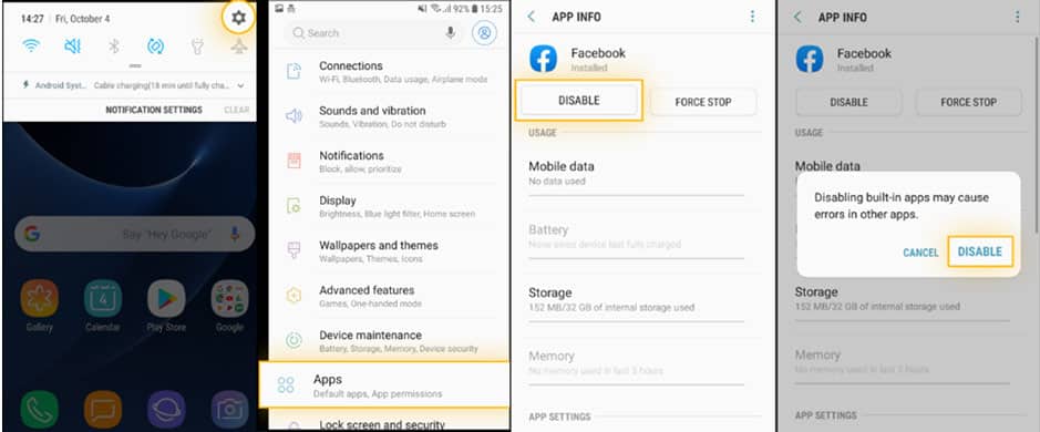 disable apps to hide android