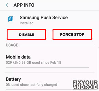 Disable Samsung push service
