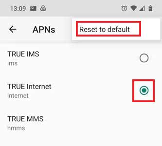 Mobile Data Not Working reset APN