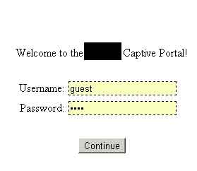 Captive portal login web page