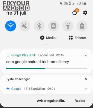 com.google.android.trichromelibrary download pending