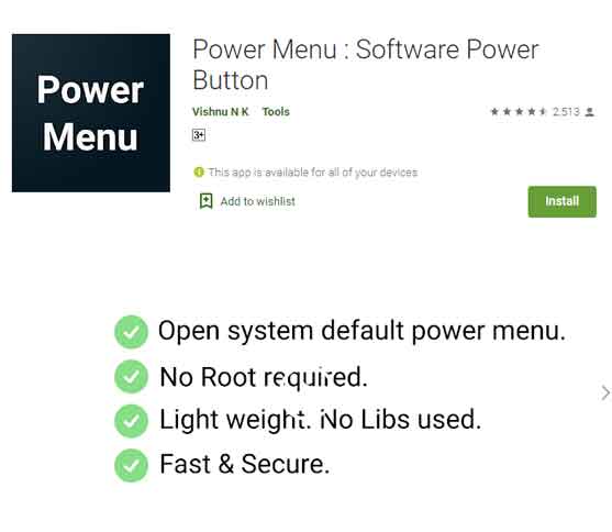 Power Menu app power off andriod without power button
