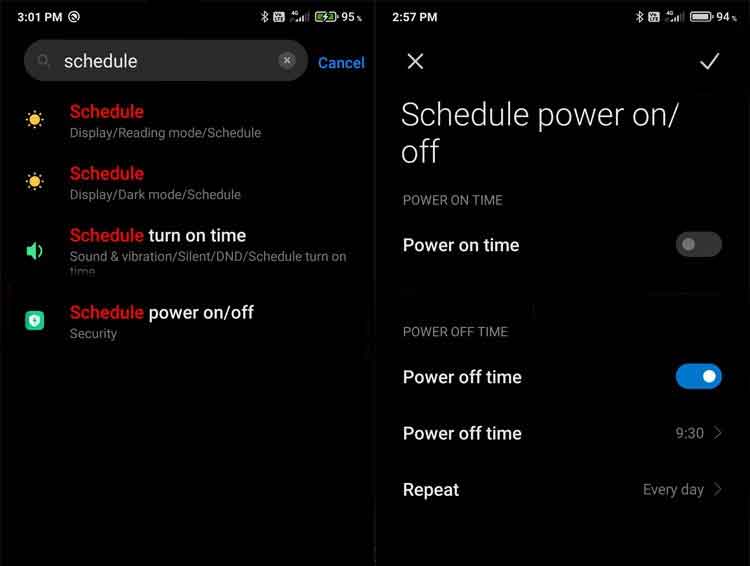 Turn Off Android With Scheduled Power Off option