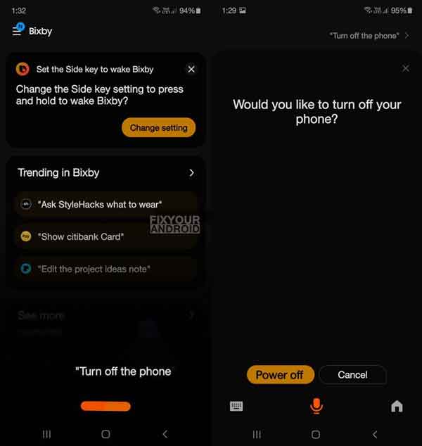 Use Bixby on Samsung Android to Turn off