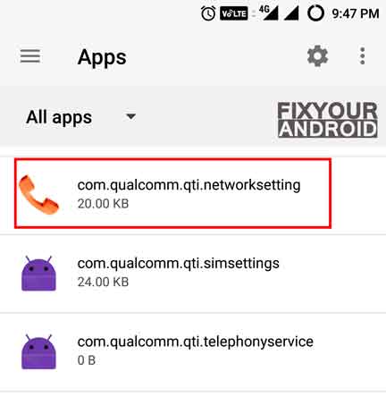 find com.qualcomm.qti.networksetting android