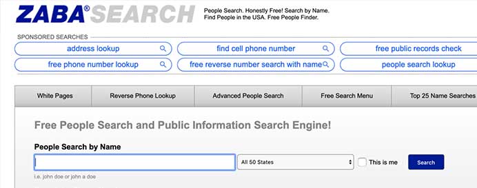 reverse phone number lookup tool 13. ZabaSearch