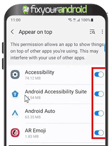 another app is blocking access to Google paly store Disable Appear on Top