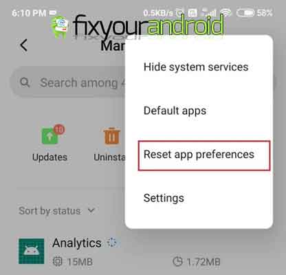 fix com.google.process.gapps has stopped error Reset App Preferences