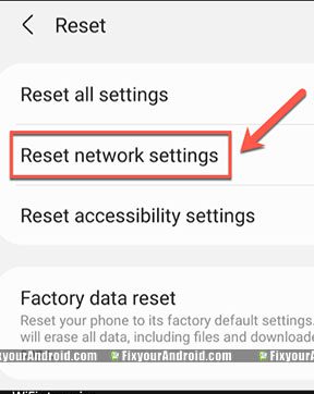 Reset network settings android to fix spotify error