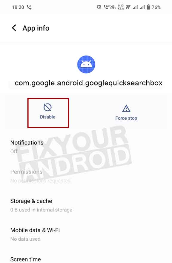 disable com.google.android.googlequicksearchbox