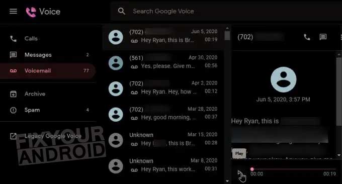 Checking Voicemail on Google Voice