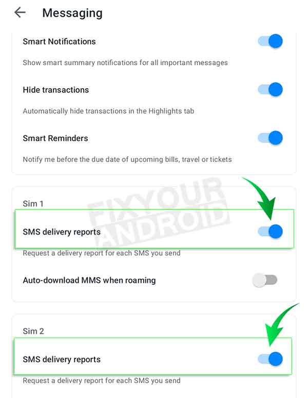 enable delivery report on android