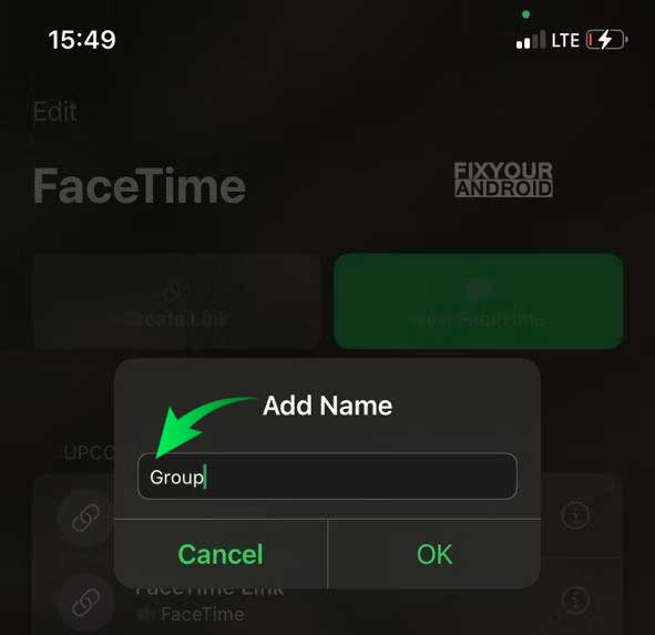 Add name to facetime link