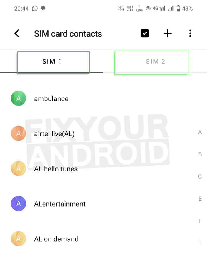 Open SIM card contacts on android