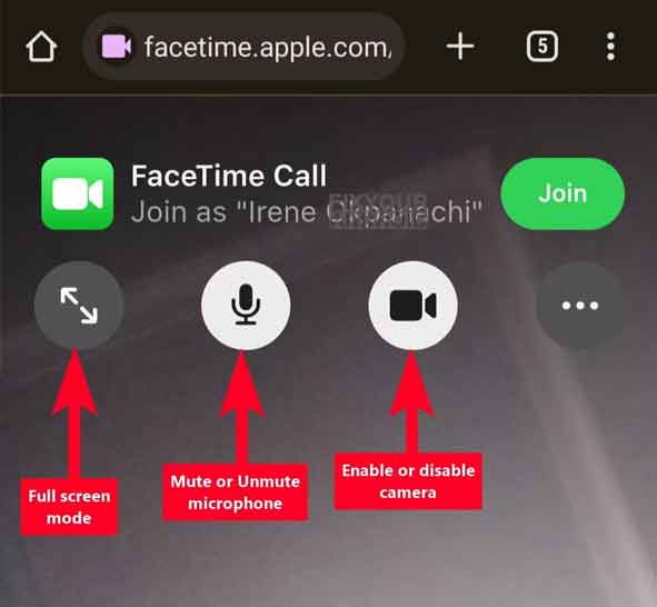 control a FaceTime call on the Android