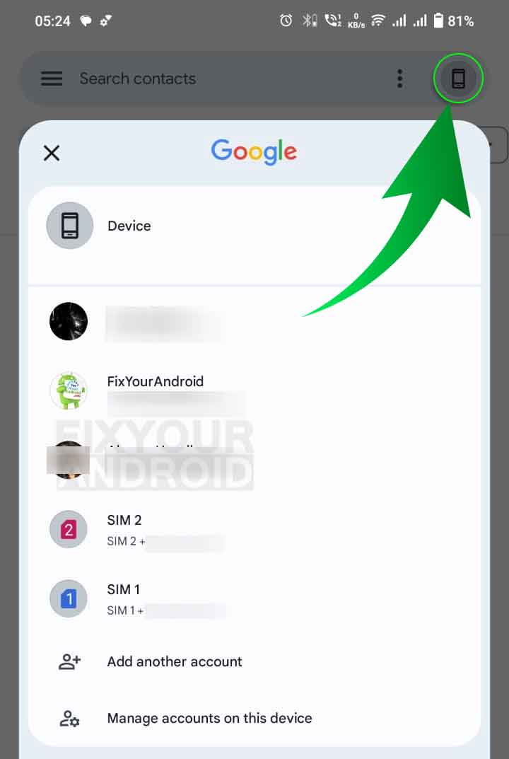 access SIM card contacts on Android 11 and later