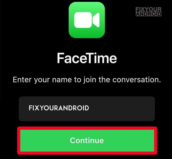 FaceTime call name