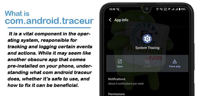 What is com.android.traceur on Android?